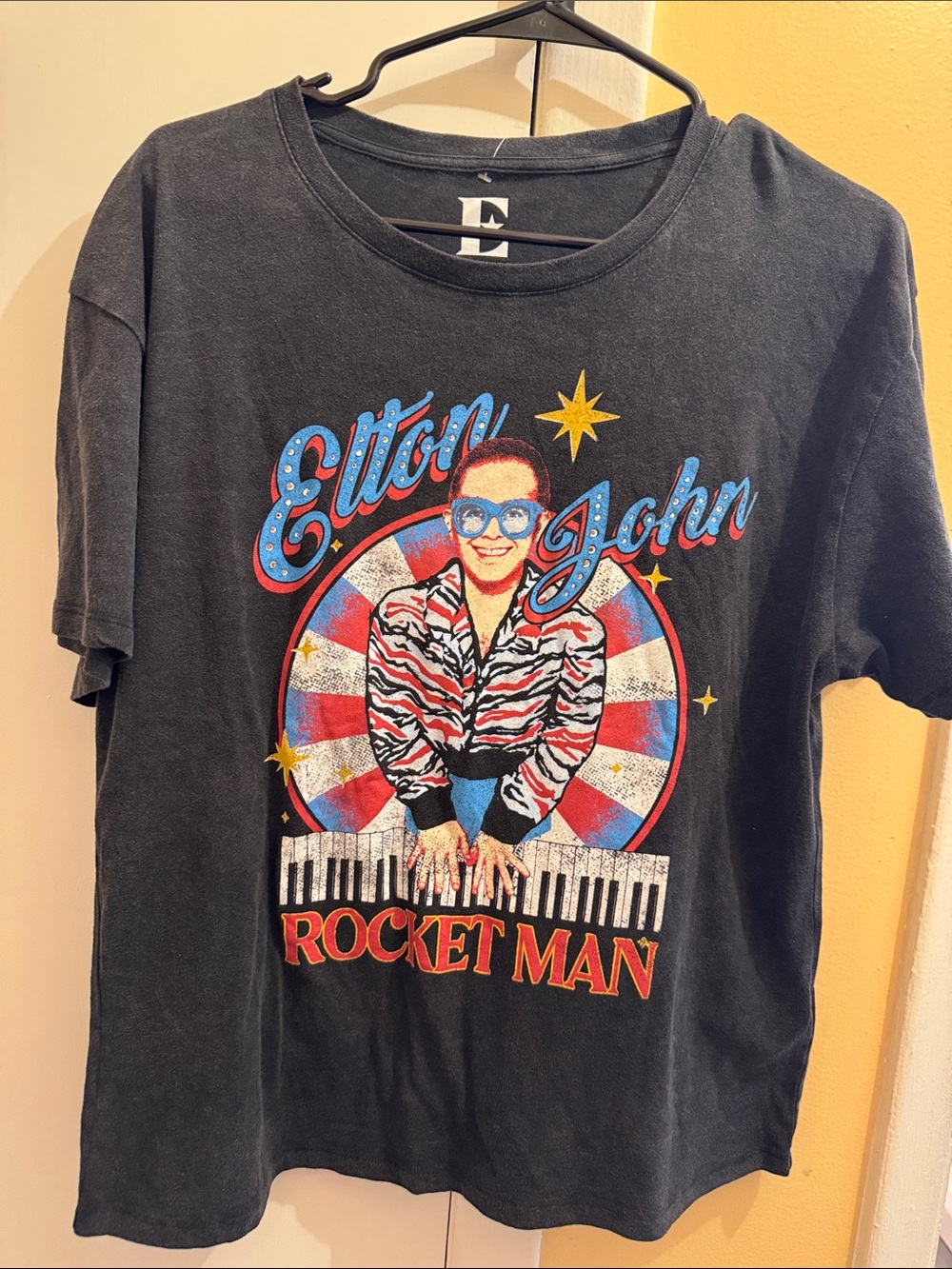 Elton John Rocket Man Graphic Tee - Black